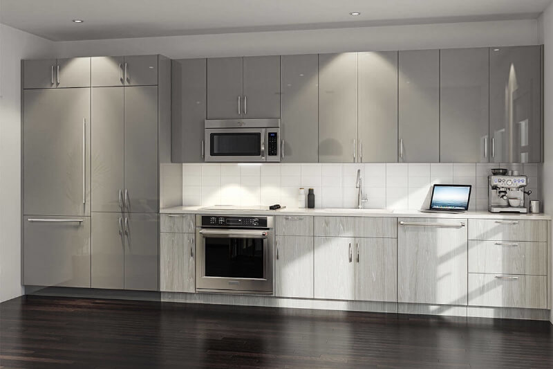  A typical Hadley Building condominium kitchen featuring optional integrated refrigerator