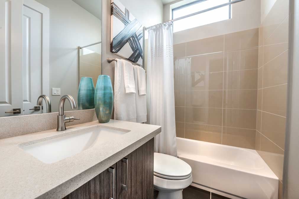 Guests will enjoy European designs in the secondary bathrooms. 