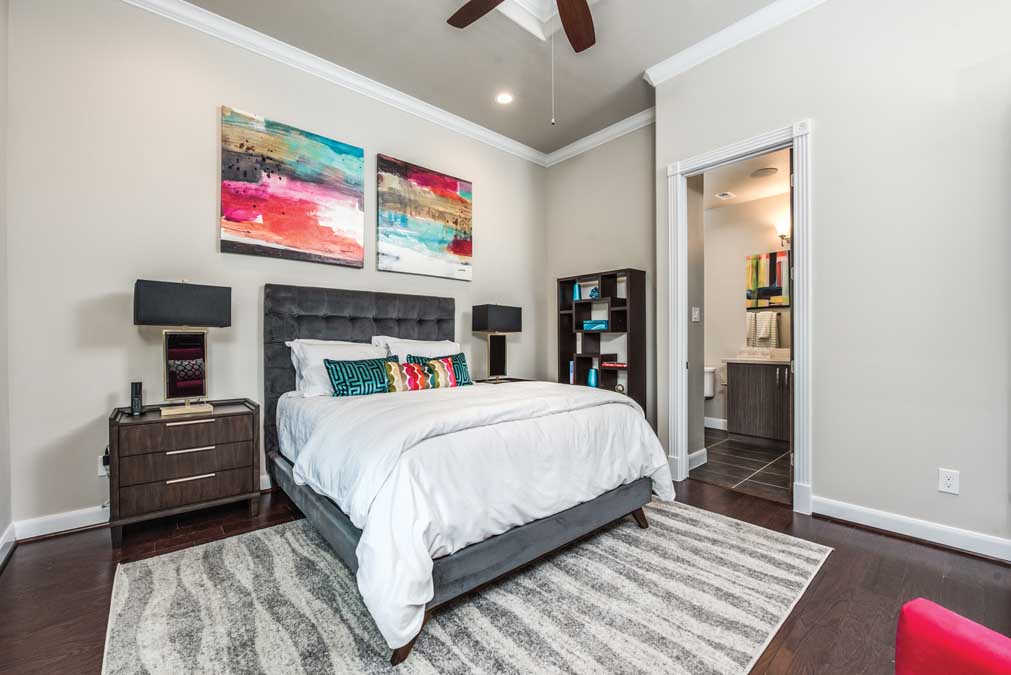 Third-floor bedrooms feature tray ceilings.